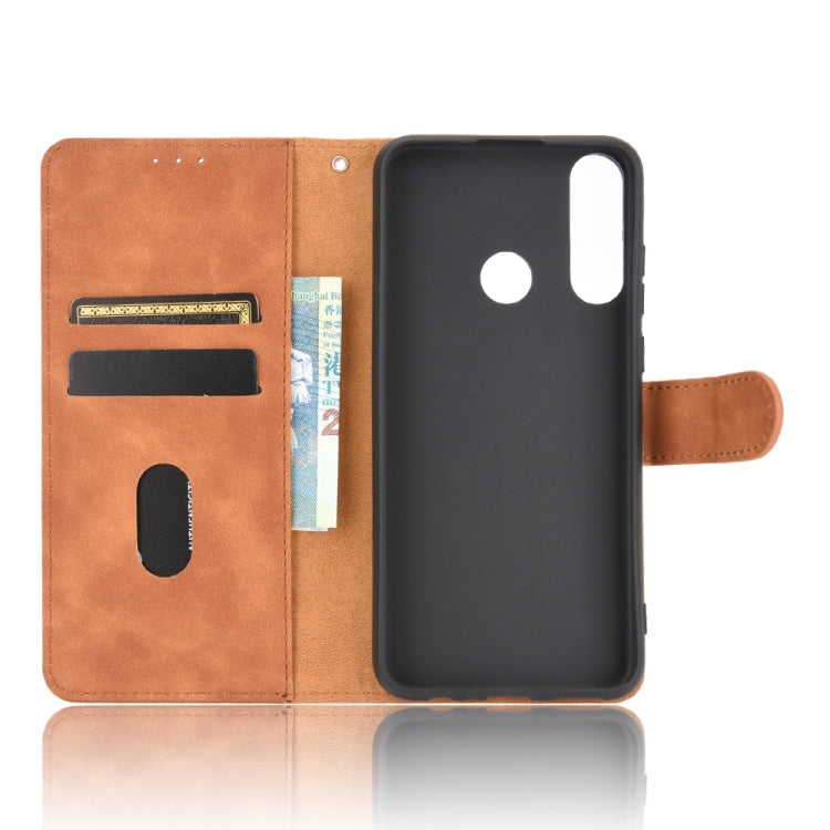For Huawei Y6p Solid Color Skin Feel Magnetic Buckle Horizontal Flip Calf Texture PU Leather Case with Holder & Card Slots & Wallet