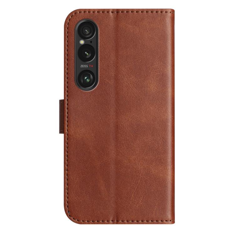 For Sony Xperia 1 V 2023 Dual-Folded S-shape Leather Phone Case