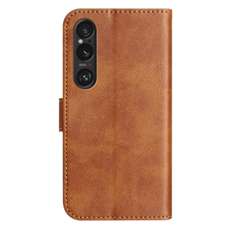 For Sony Xperia 1 V 2023 Dual-Folded S-shape Leather Phone Case