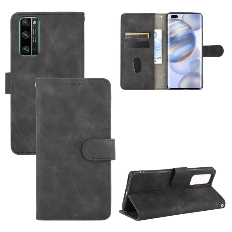 For Huawei Honor 30 Pro Solid Color Skin Feel Magnetic Buckle Horizontal Flip Calf Texture PU Leather Case with Holder & Card Slots & Wallet
