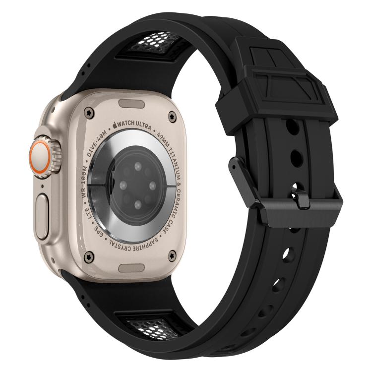 For Apple Watch 46mm / 49mm / 45mm / 44mm Kalebol Honeycomb TPU Black Mesh Strap