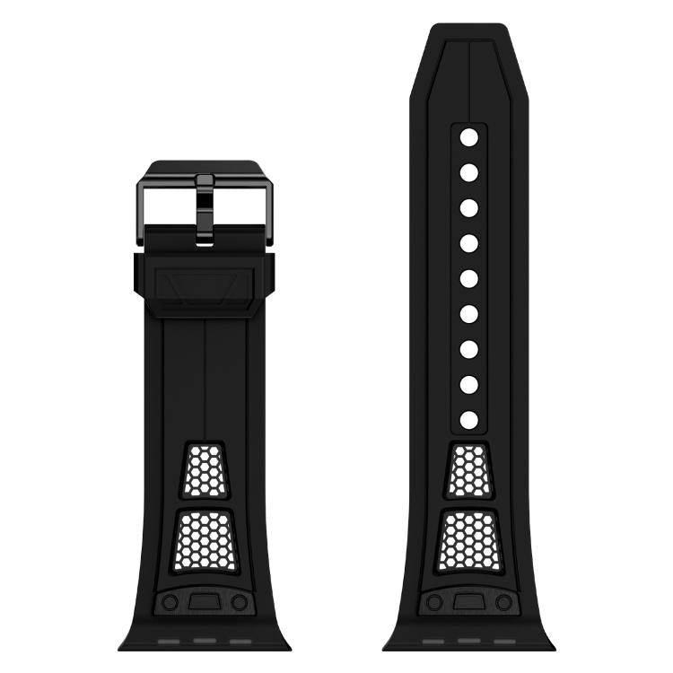 For Apple Watch 46mm / 49mm / 45mm / 44mm Kalebol Honeycomb TPU Black Mesh Strap