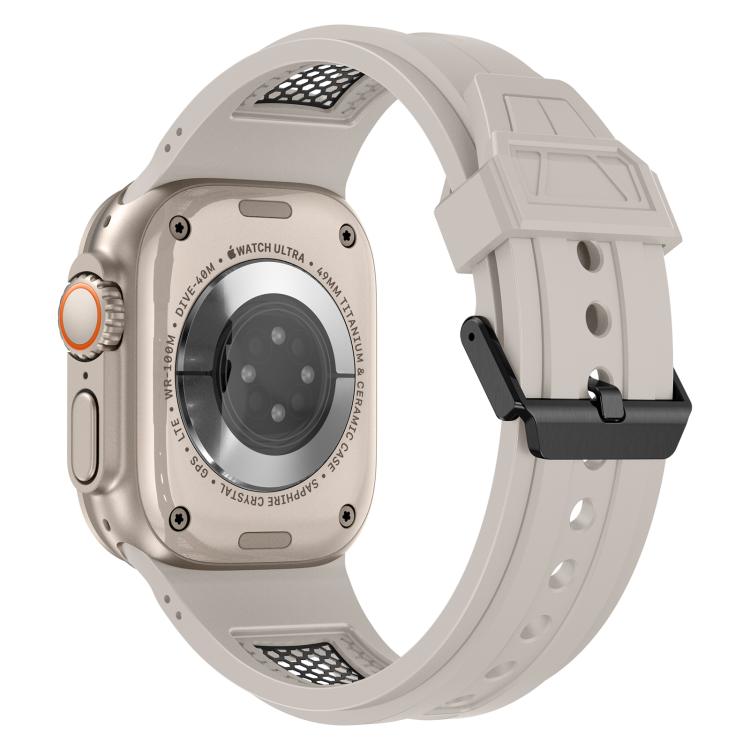 For Apple Watch 46mm / 49mm / 45mm / 44mm Kalebol Honeycomb TPU Black Mesh Strap