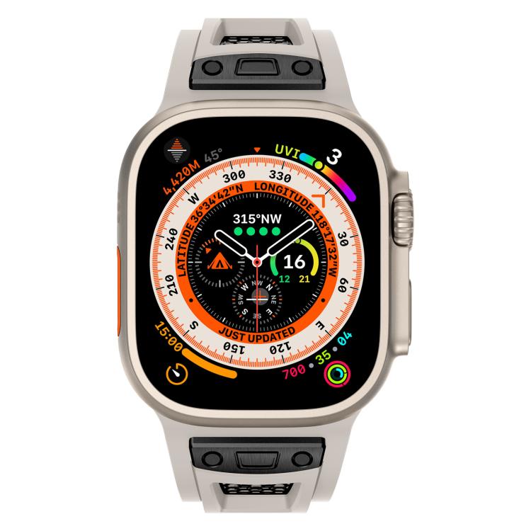For Apple Watch 46mm / 49mm / 45mm / 44mm Kalebol Honeycomb TPU Black Mesh Strap