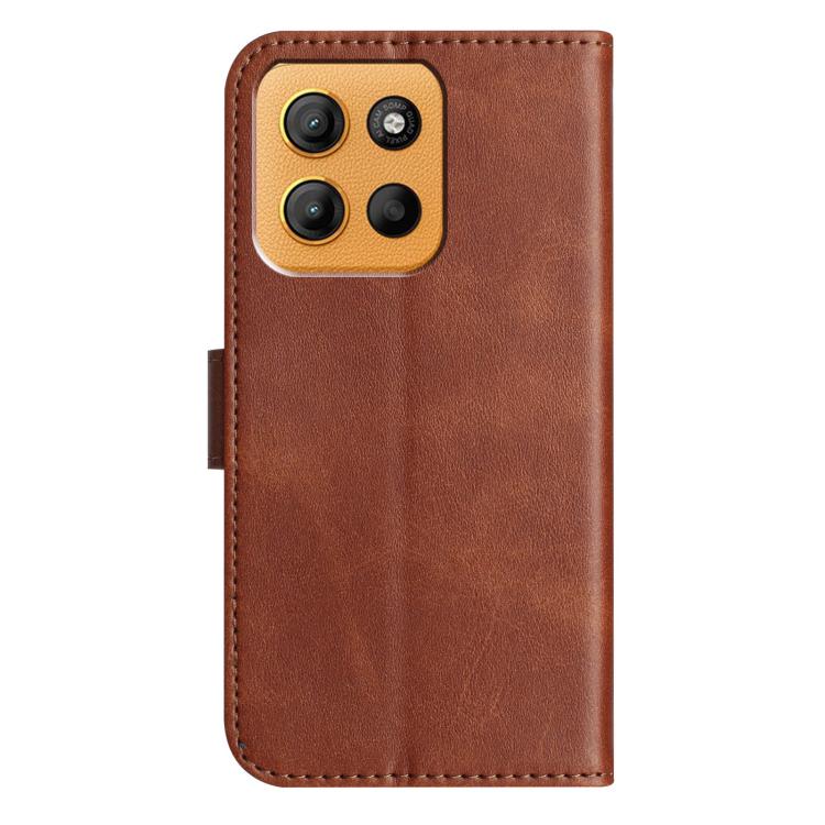For Motorola Moto G15 Dual-Folded S-shape Leather Phone Case