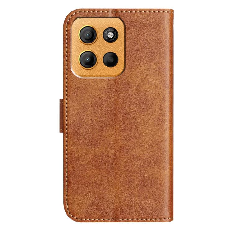 For Motorola Moto G15 Dual-Folded S-shape Leather Phone Case