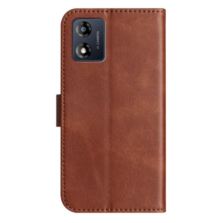 For Motorola Moto E13 Dual-Folded S-shape Leather Phone Case