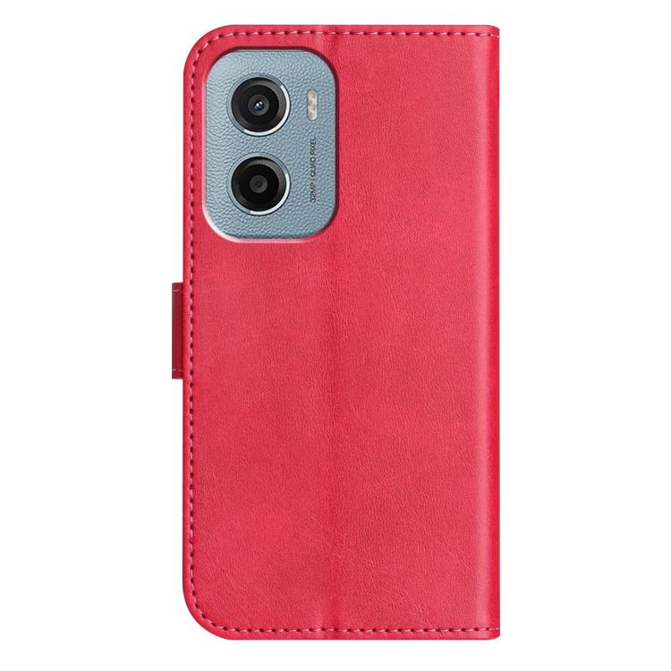 For Motorola Moto E15 Dual-Folded S-shape Leather Phone Case