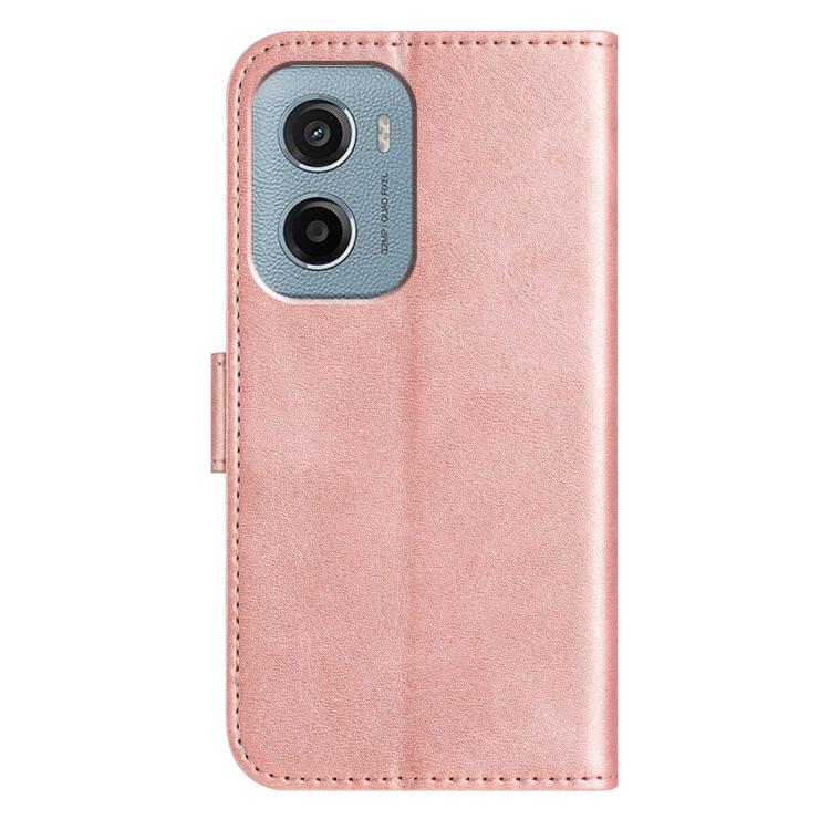 For Motorola Moto E15 Dual-Folded S-shape Leather Phone Case
