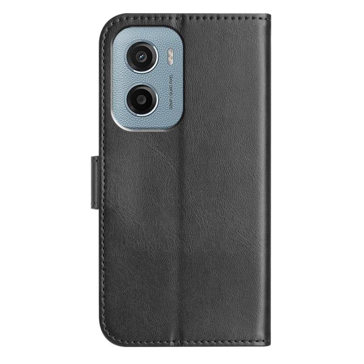 For Motorola Moto E15 Dual-Folded S-shape Leather Phone Case
