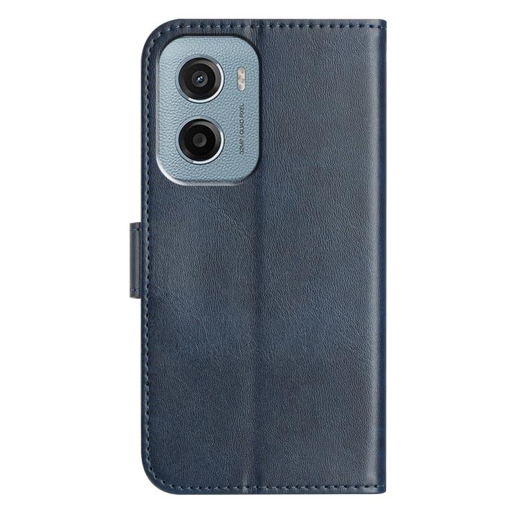 For Motorola Moto E15 Dual-Folded S-shape Leather Phone Case
