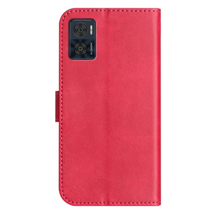 For Motorola Moto E22 Dual-Folded S-shape Leather Phone Case