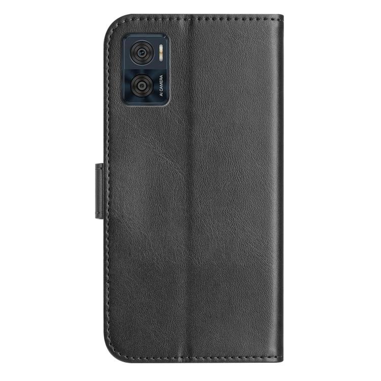 For Motorola Moto E22 Dual-Folded S-shape Leather Phone Case