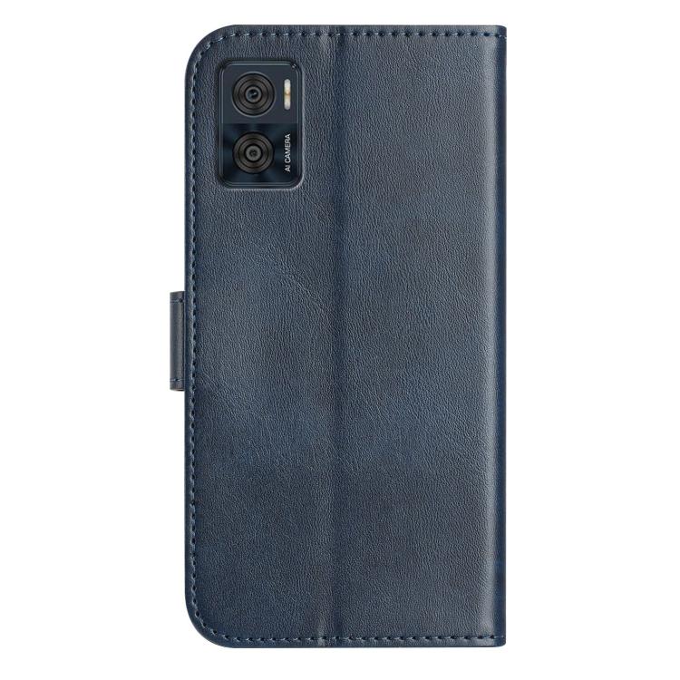 For Motorola Moto E22 Dual-Folded S-shape Leather Phone Case