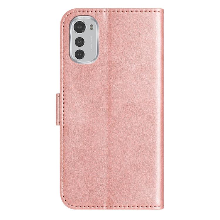 For Motorola Moto E32 Dual-Folded S-shape Leather Phone Case