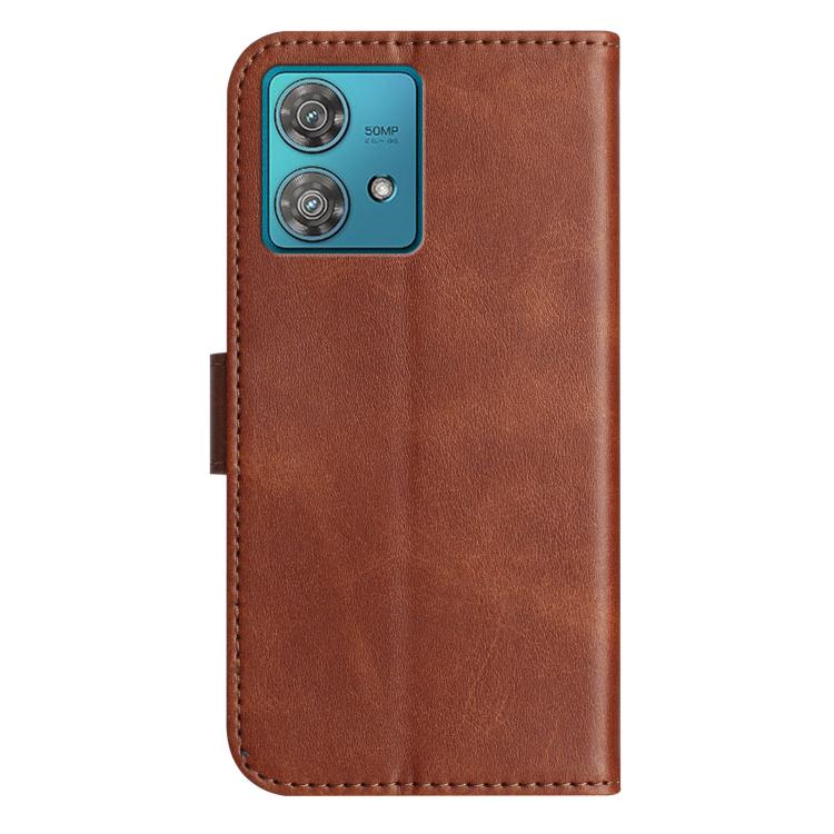 For Motorola Edge 40 Neo Dual-Folded S-shape Leather Phone Case