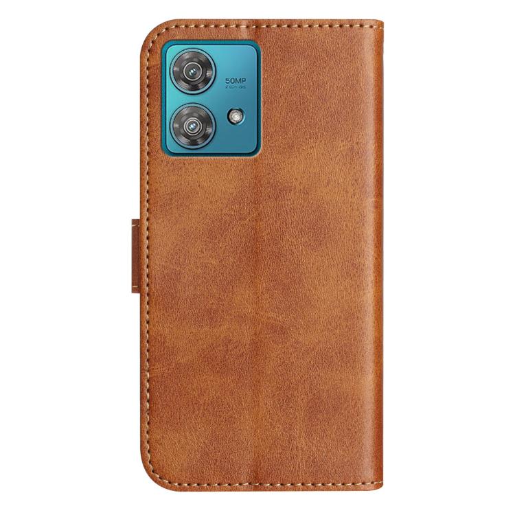 For Motorola Edge 40 Neo Dual-Folded S-shape Leather Phone Case