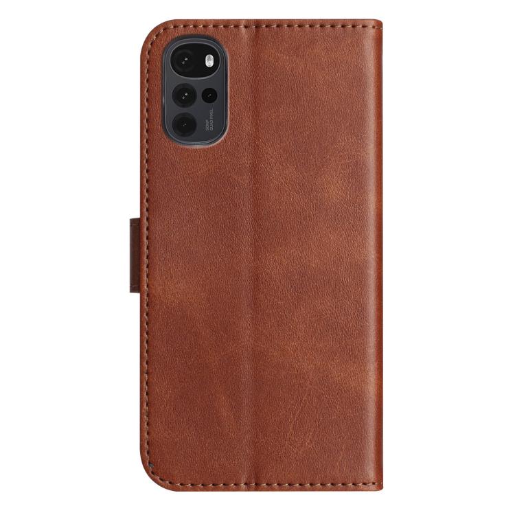 For Motorola Moto G22 Dual-Folded S-shape Leather Phone Case