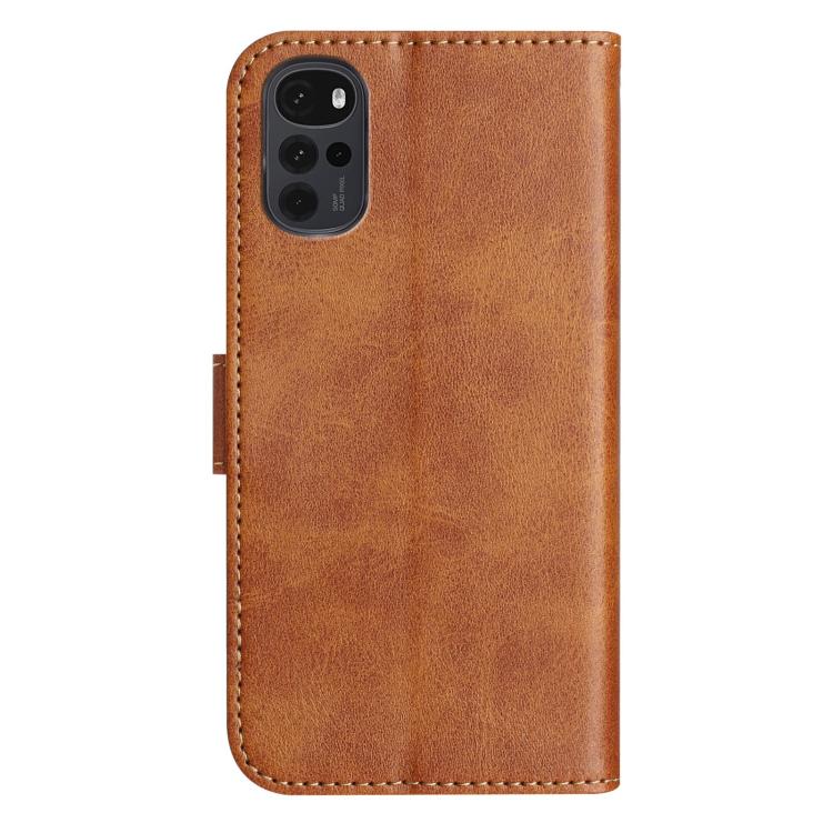 For Motorola Moto G22 Dual-Folded S-shape Leather Phone Case