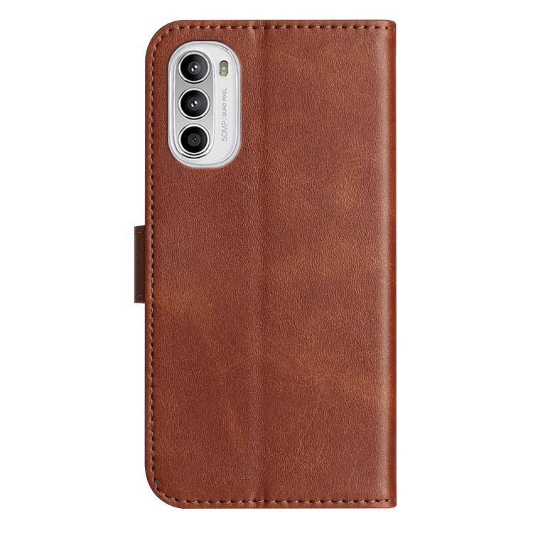 For Motorola Moto G52 Dual-Folded S-shape Leather Phone Case