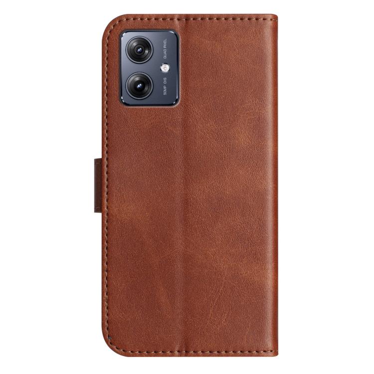 For Motorola Moto G54 Dual-Folded S-shape Leather Phone Case
