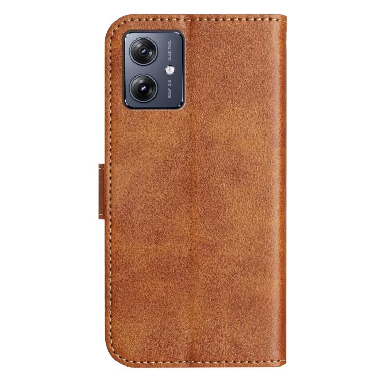 For Motorola Moto G54 Dual-Folded S-shape Leather Phone Case