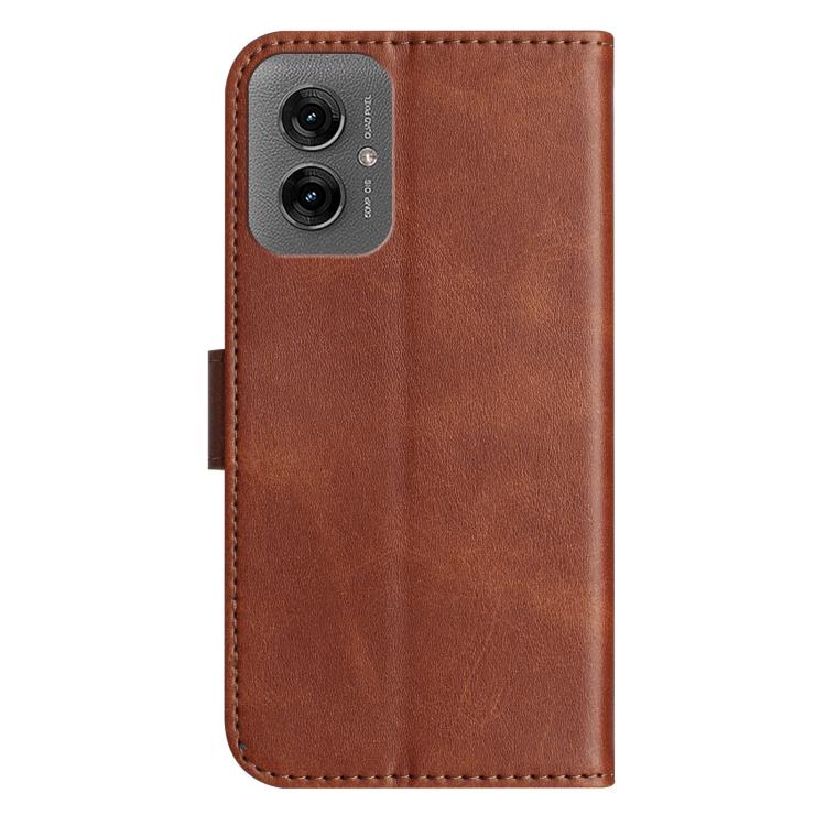 For Motorola Moto G55 Dual-Folded S-shape Leather Phone Case
