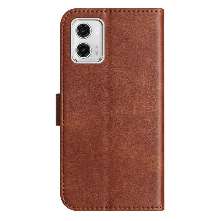 For Motorola Moto G73 Dual-Folded S-shape Leather Phone Case