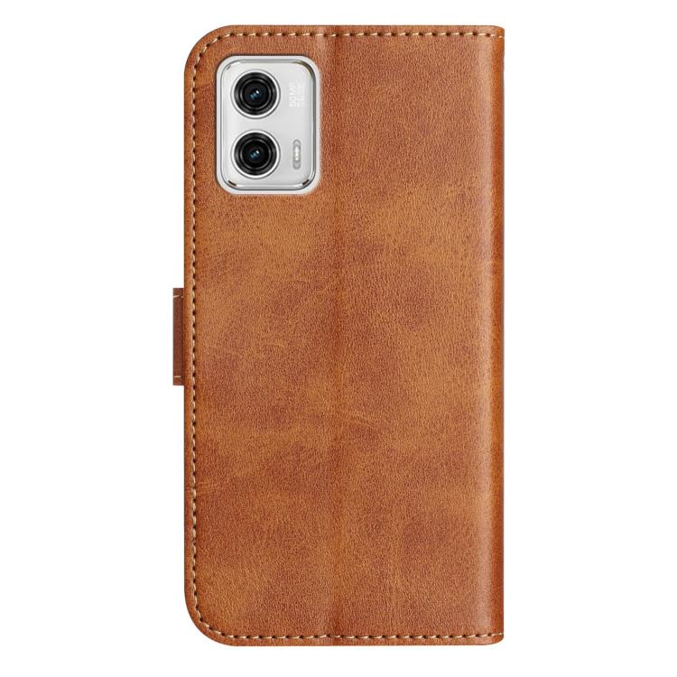For Motorola Moto G73 Dual-Folded S-shape Leather Phone Case