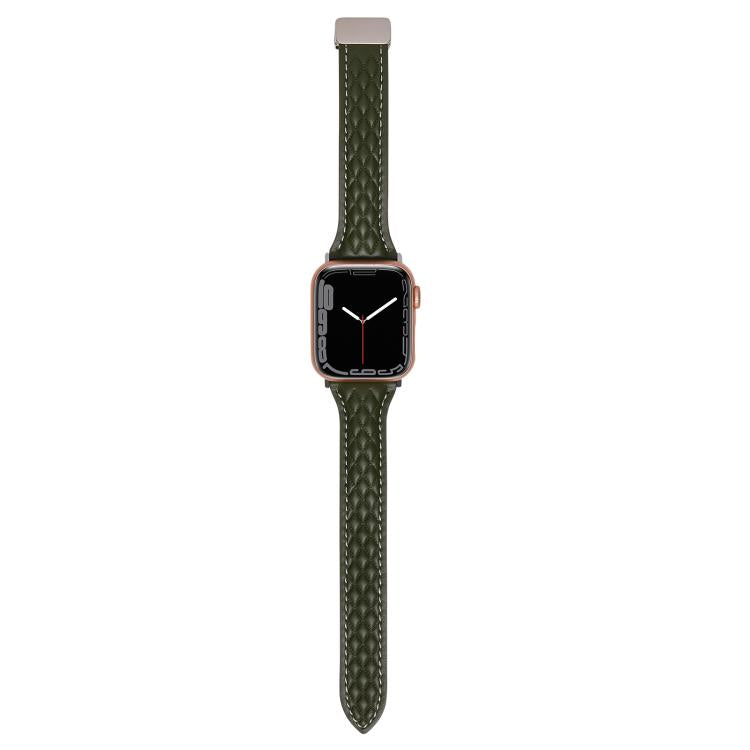 For Apple Watch 46mm / 49mm / 45mm / 44mm Kalebol Diamond Pattern Magnetic Buckle Leather Strap