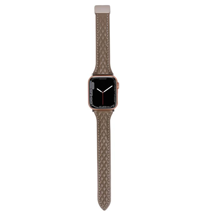 For Apple Watch 46mm / 49mm / 45mm / 44mm Kalebol Diamond Pattern Magnetic Buckle Leather Strap