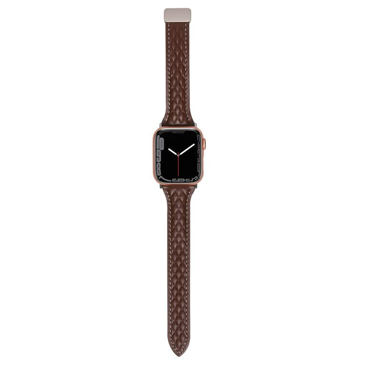 For Apple Watch 46mm / 49mm / 45mm / 44mm Kalebol Diamond Pattern Magnetic Buckle Leather Strap