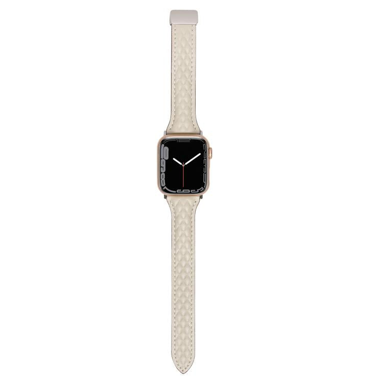 For Apple Watch 46mm / 49mm / 45mm / 44mm Kalebol Diamond Pattern Magnetic Buckle Leather Strap