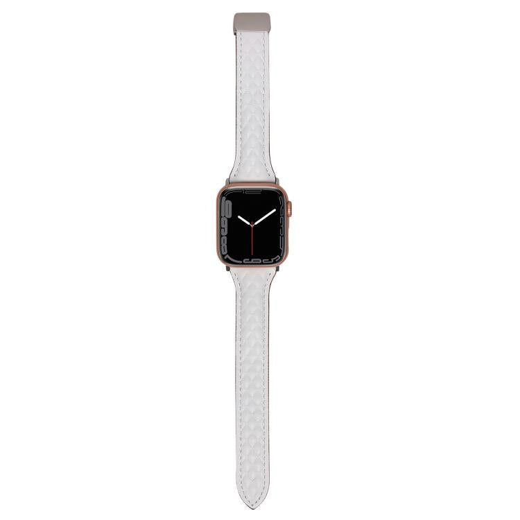 For Apple Watch 42mm / 41mm / 40mm / 38mm Kalebol Diamond Pattern Magnetic Buckle Leather Strap