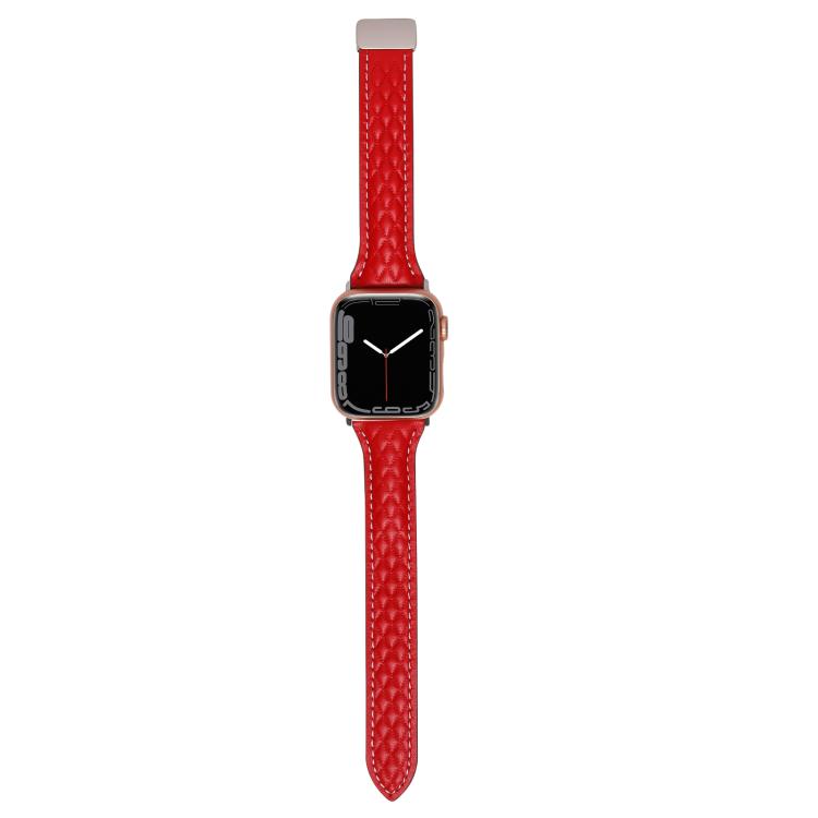 For Apple Watch 42mm / 41mm / 40mm / 38mm Kalebol Diamond Pattern Magnetic Buckle Leather Strap