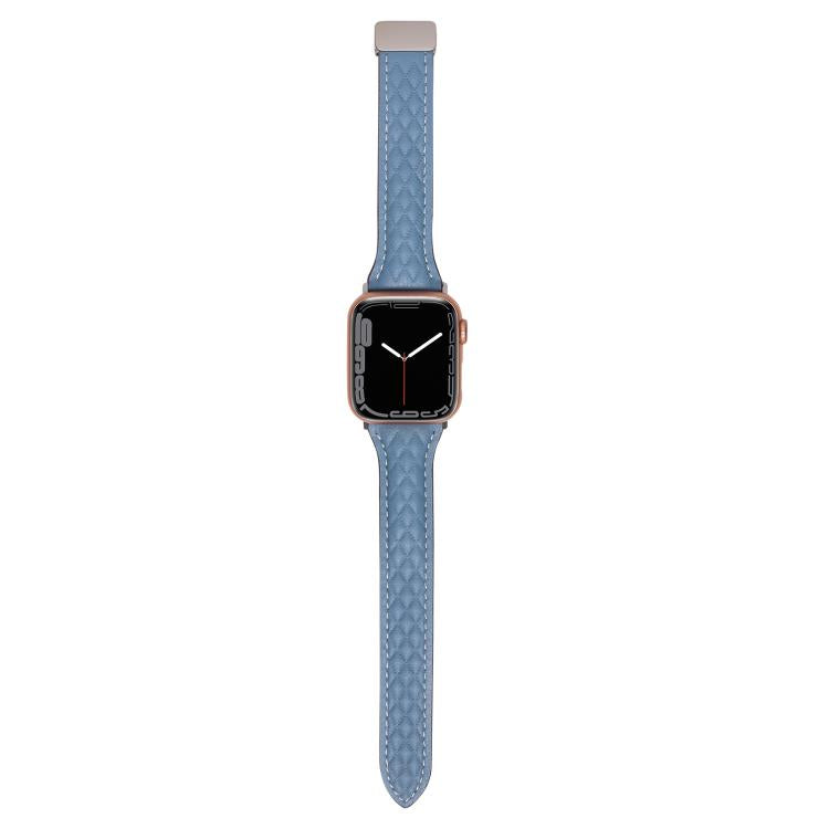 For Apple Watch 42mm / 41mm / 40mm / 38mm Kalebol Diamond Pattern Magnetic Buckle Leather Strap