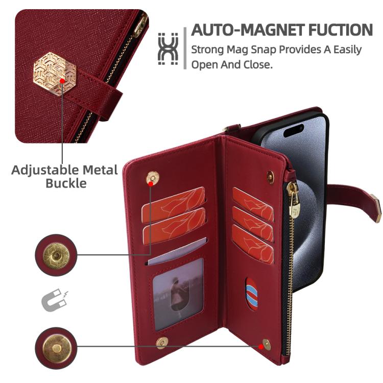 For Google Pixel 9 Crossbody Handle Cross Texture Leather Phone Case
