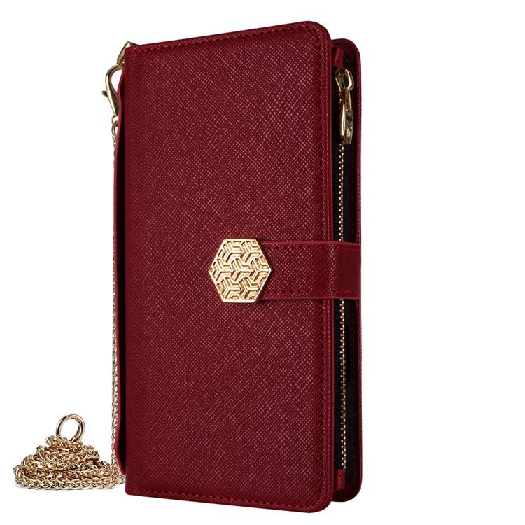 For iPhone Air Crossbody Handle Cross Texture Leather Phone Case