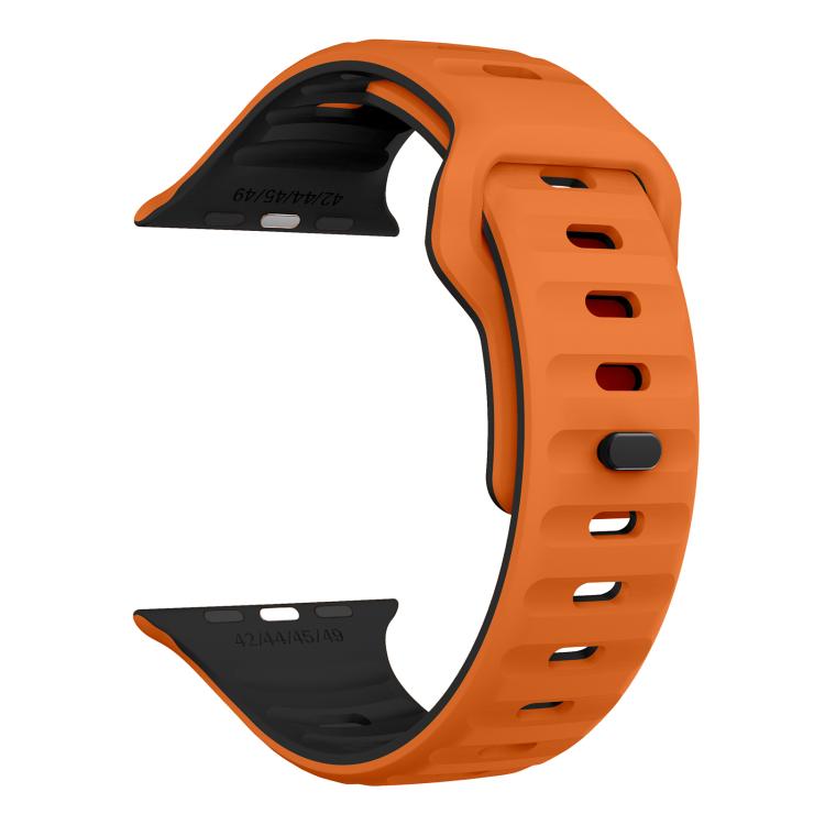 For Apple Watch 46mm / 49mm / 45mm / 44mm Kalebol Wave Reverse Buckle Two-color Silicone Strap