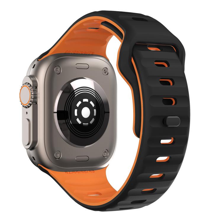 For Apple Watch 46mm / 49mm / 45mm / 44mm Kalebol Wave Reverse Buckle Two-color Silicone Strap