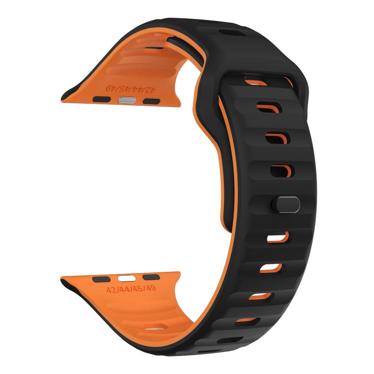 For Apple Watch 46mm / 49mm / 45mm / 44mm Kalebol Wave Reverse Buckle Two-color Silicone Strap