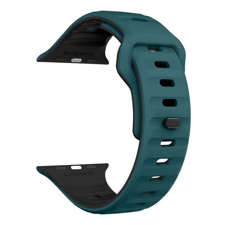 For Apple Watch 46mm / 49mm / 45mm / 44mm Kalebol Wave Reverse Buckle Two-color Silicone Strap