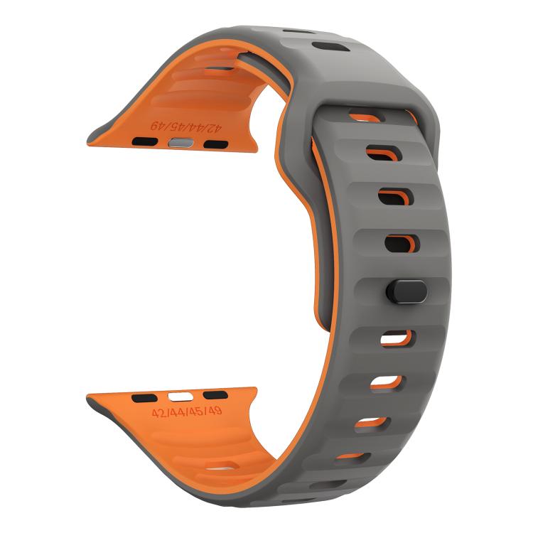 For Apple Watch 46mm / 49mm / 45mm / 44mm Kalebol Wave Reverse Buckle Two-color Silicone Strap