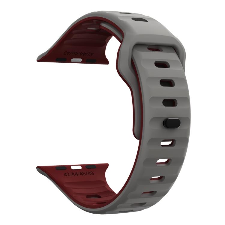 For Apple Watch 46mm / 49mm / 45mm / 44mm Kalebol Wave Reverse Buckle Two-color Silicone Strap