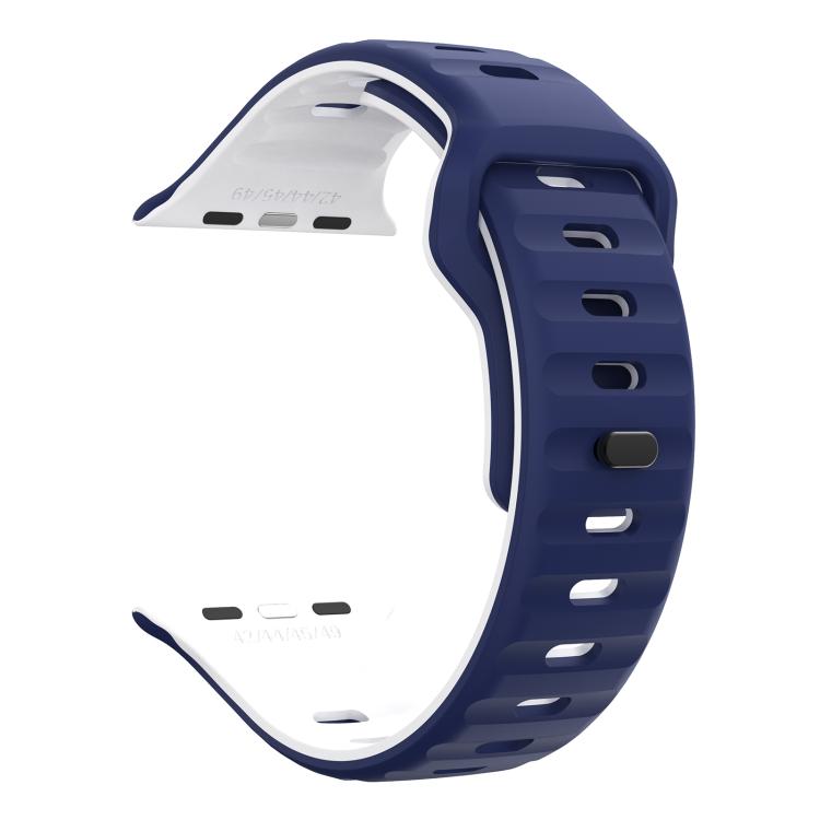 For Apple Watch 46mm / 49mm / 45mm / 44mm Kalebol Wave Reverse Buckle Two-color Silicone Strap