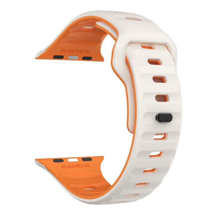 For Apple Watch 46mm / 49mm / 45mm / 44mm Kalebol Wave Reverse Buckle Two-color Silicone Strap