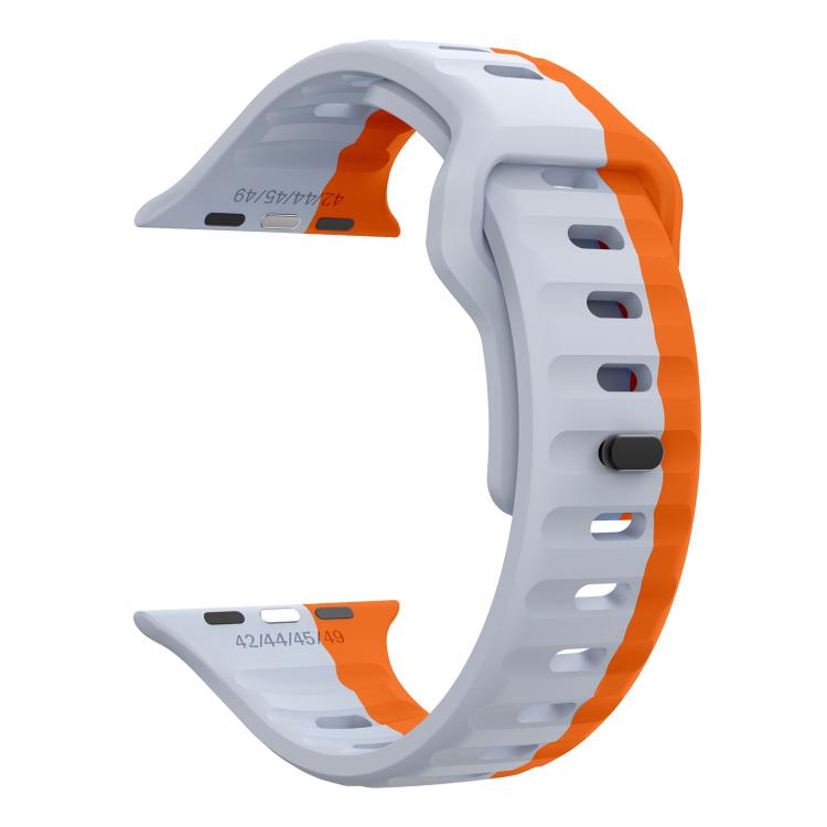 For Apple Watch 46mm / 49mm / 45mm / 44mm Kalebol Wave Reverse Buckle Two-color Silicone Strap