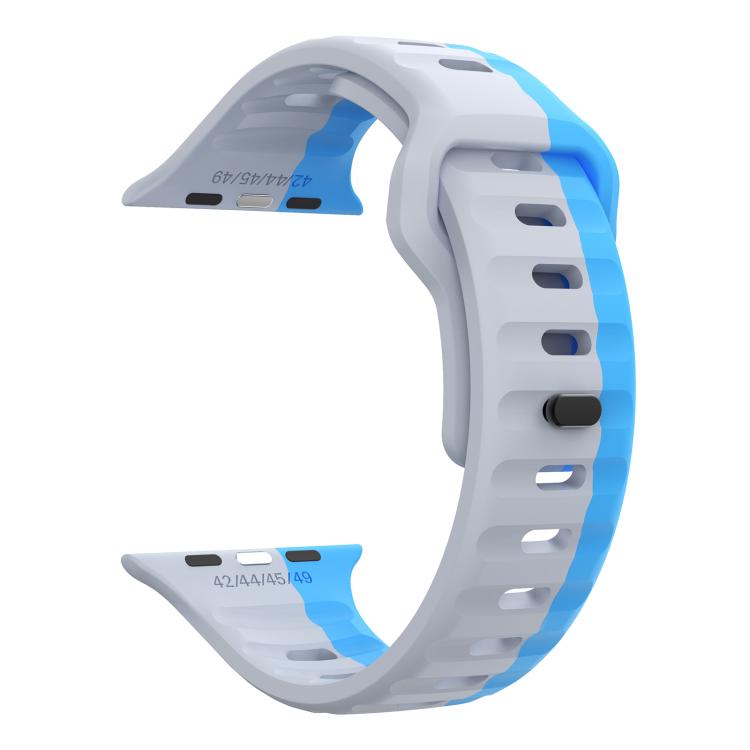 For Apple Watch 46mm / 49mm / 45mm / 44mm Kalebol Wave Reverse Buckle Two-color Silicone Strap
