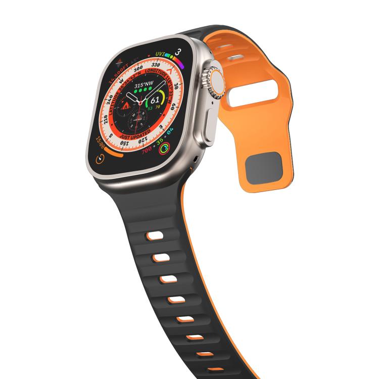 For Apple Watch 42mm / 41mm / 40mm / 38mm Kalebol Wave Reverse Buckle Two-color Silicone Strap