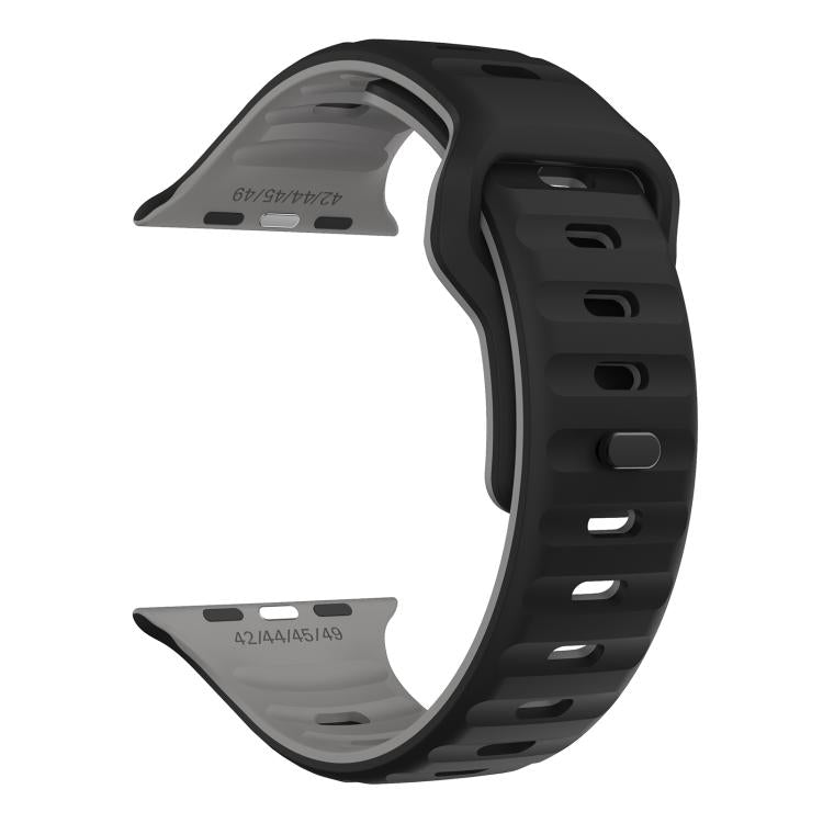 For Apple Watch 42mm / 41mm / 40mm / 38mm Kalebol Wave Reverse Buckle Two-color Silicone Strap